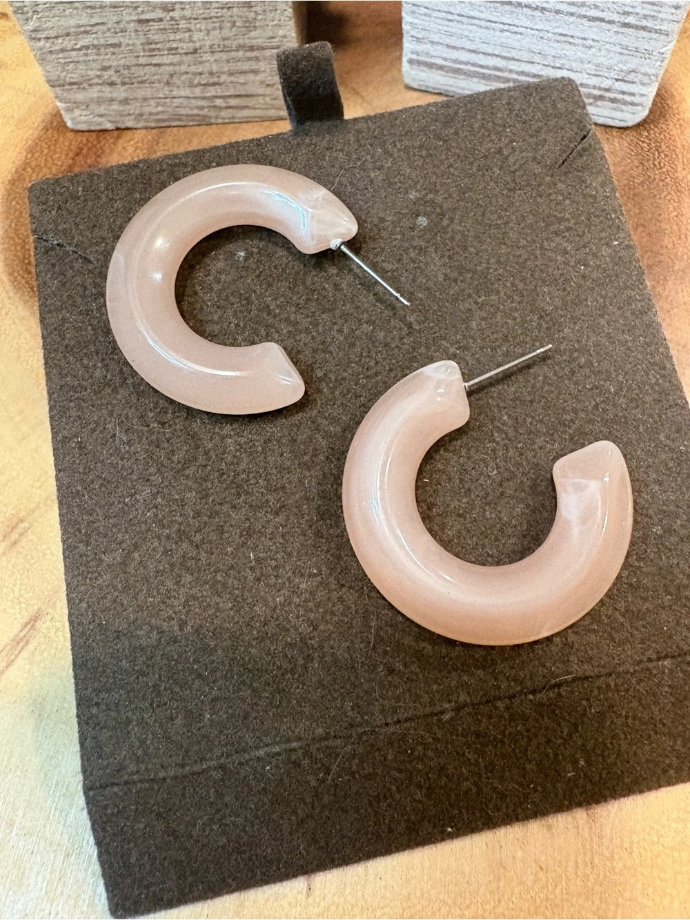 Peach Resin Hoop Earrings 🍑